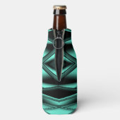 Zwart Wit Turquoise Ombre Moderne Abstracte kunst Flesjeskoeler (Fles Achterkant)