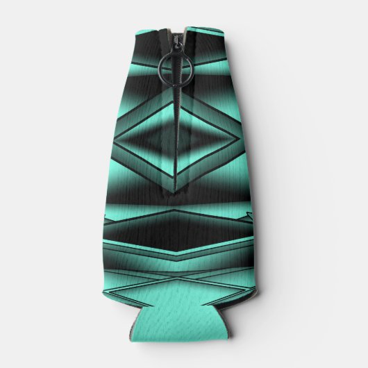 Zwart Wit Turquoise Ombre Moderne Abstracte kunst Flesjeskoeler (Achterkant)