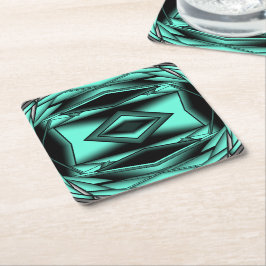 Zwart Wit Turquoise Ombre Moderne Abstracte kunst Kartonnen Onderzetters