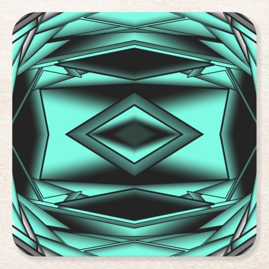 Zwart Wit Turquoise Ombre Moderne Abstracte kunst Kartonnen Onderzetters (Voorkant)