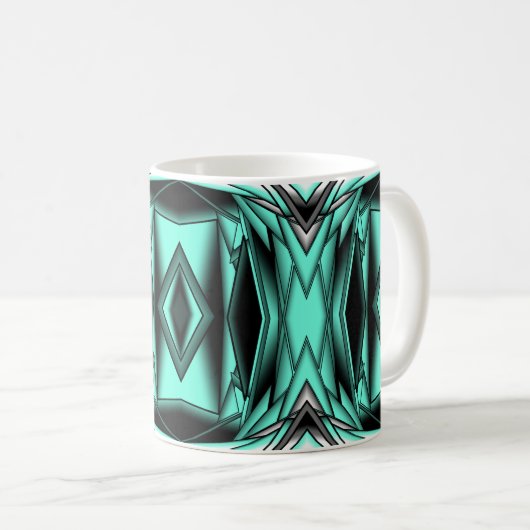 Zwart Wit Turquoise Ombre Moderne Abstracte kunst Koffiemok (Voorkant rechts)