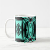 Zwart Wit Turquoise Ombre Moderne Abstracte kunst Koffiemok (Links)