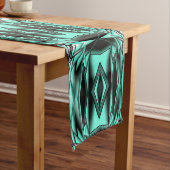 Zwart Wit Turquoise Ombre Moderne Abstracte kunst Korte Tafelloper (Voorbeeld)