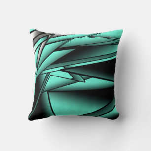 Zwart Wit Turquoise Ombre Moderne Abstracte kunst Kussen