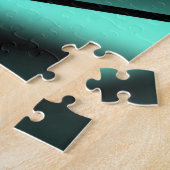Zwart Wit Turquoise Ombre Moderne Abstracte kunst Legpuzzel (Zijkant)