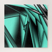 Zwart Wit Turquoise Ombre Moderne Abstracte kunst Legpuzzel (Horizontaal)