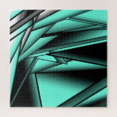Zwart Wit Turquoise Ombre Moderne Abstracte kunst Legpuzzel (Verticaal)