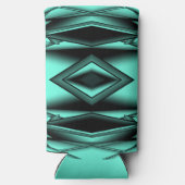 Zwart Wit Turquoise Ombre Moderne Abstracte kunst Seltzer Blikjeskoeler (Achterkant)