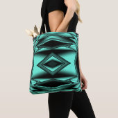 Zwart Wit Turquoise Ombre Moderne Abstracte kunst Tote Bag (Dichtbij)