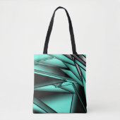 Zwart Wit Turquoise Ombre Moderne Abstracte kunst Tote Bag (Voorkant)