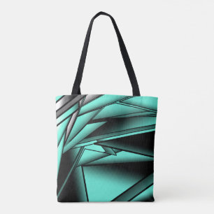 Zwart Wit Turquoise Ombre Moderne Abstracte kunst Tote Bag