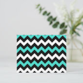 Zwart Wit Turquoise Zigzag Briefkaart (Staand voorkant)