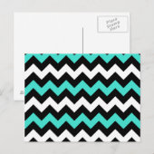 Zwart Wit Turquoise Zigzag Briefkaart (Voorkant / Achterkant)