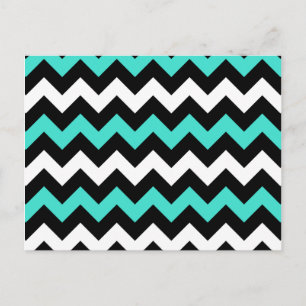 Zwart Wit Turquoise Zigzag Briefkaart