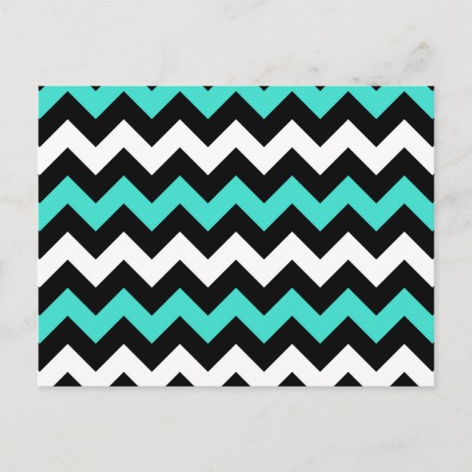 Zwart Wit Turquoise Zigzag Briefkaart (Voorkant)