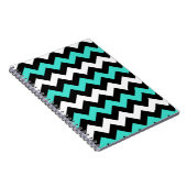 Zwart Wit Turquoise Zigzag Notitieboek (Rechterzijde)