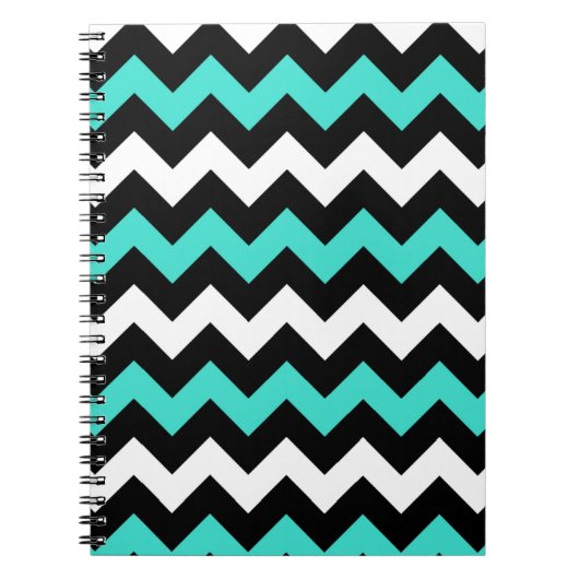 Zwart Wit Turquoise Zigzag Notitieboek (Voorkant)