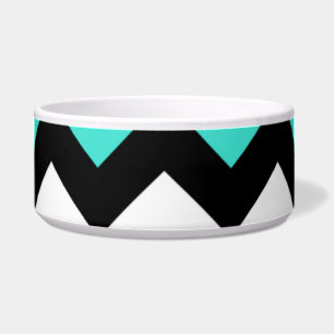 Zwart Wit Turquoise Zigzag Voerbakje