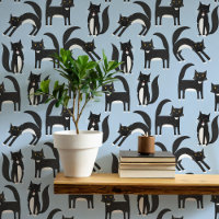 Zwart-wit Tuxedo Cat Blue Art