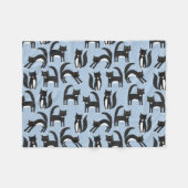 Zwart-wit Tuxedo Cat Blue Fleece Deken (Voorkant (Horizontaal))