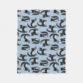 Zwart-wit Tuxedo Cat Blue Fleece Deken (Voorkant)