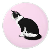Zwart-wit Tuxedo Cat Custom Keramische Knop (Voorkant)