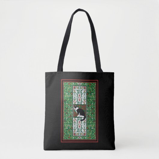 Zwart-wit Tuxedo Cat Fancy patroon Tote Bag (Voorkant)