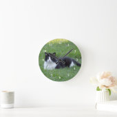 zwart-wit Tuxedo Cat Foto Ronde Klok (Huis)