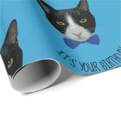 Zwart-wit Tuxedo Cat - Het is jouw verjaardag Cadeaupapier (Rol Hoek)