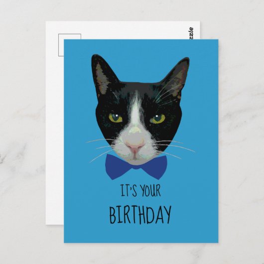 Zwart-wit Tuxedo Cat - Het is uw verjaardag Briefkaart (Voorkant / Achterkant)