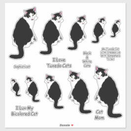 Zwart-wit Tuxedo Cat Lg Sticker Set
