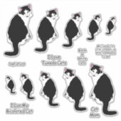 Zwart-wit Tuxedo Cat Lg Sticker Set (Voorkant)
