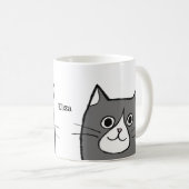 Zwart-wit Tuxedo Cat Love gift Custom Naam Koffiemok (Voorkant rechts)
