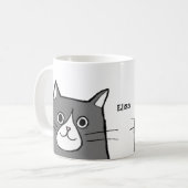 Zwart-wit Tuxedo Cat Love gift Custom Naam Koffiemok (Voorkant links)