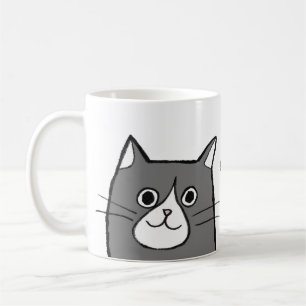 Zwart-wit Tuxedo Cat Love gift Custom Naam Koffiemok