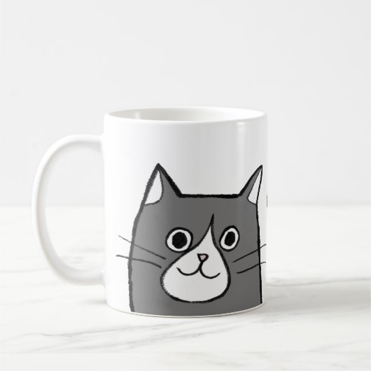 Zwart-wit Tuxedo Cat Love gift Custom Naam Koffiemok (Links)