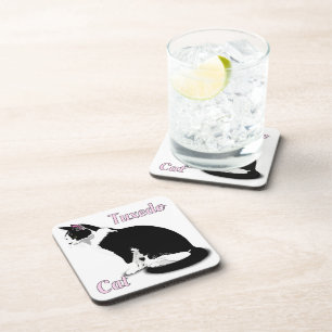 Zwart-wit Tuxedo Cat op maat Bier Onderzetter