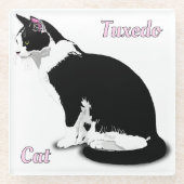 Zwart-wit Tuxedo Cat op maat Glazen Onderzetter (Voorkant)
