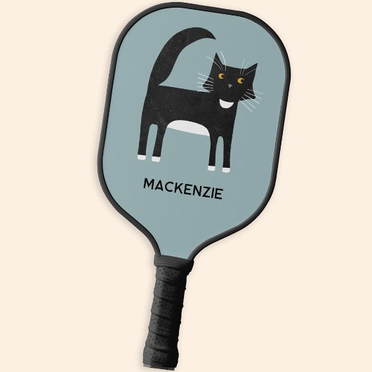 Zwart-wit Tuxedo Cat op maat Pickleball Paddle