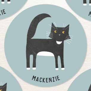 Zwart-wit Tuxedo Cat op maat Ronde Sticker