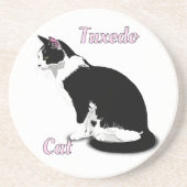 Zwart-wit Tuxedo Cat op maat Zandsteen Onderzetter (Voorkant)