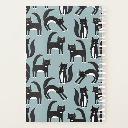 Zwart-wit Tuxedo Cat Planner (Achterkant)