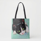 Zwart-wit Tuxedo Cat Tote Bag (Voorkant)