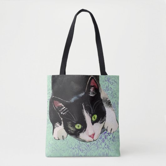 Zwart-wit Tuxedo Cat Tote Bag (Voorkant)