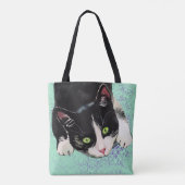 Zwart-wit Tuxedo Cat Tote Bag (Achterkant)