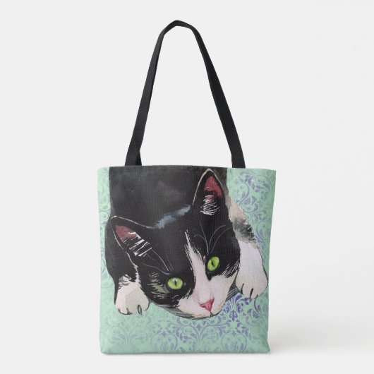 Zwart-wit Tuxedo Cat Tote Bag (Achterkant)
