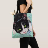 Zwart-wit Tuxedo Cat Tote Bag (Dichtbij)