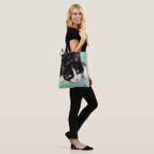 Zwart-wit Tuxedo Cat Tote Bag (Op model)