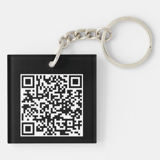 Zwart Wit Tuxedo Gargoyle QR code Sleutelhanger (Achterkant)