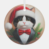 Zwart-wit Tuxedo Glass Ornament (Voorkant)